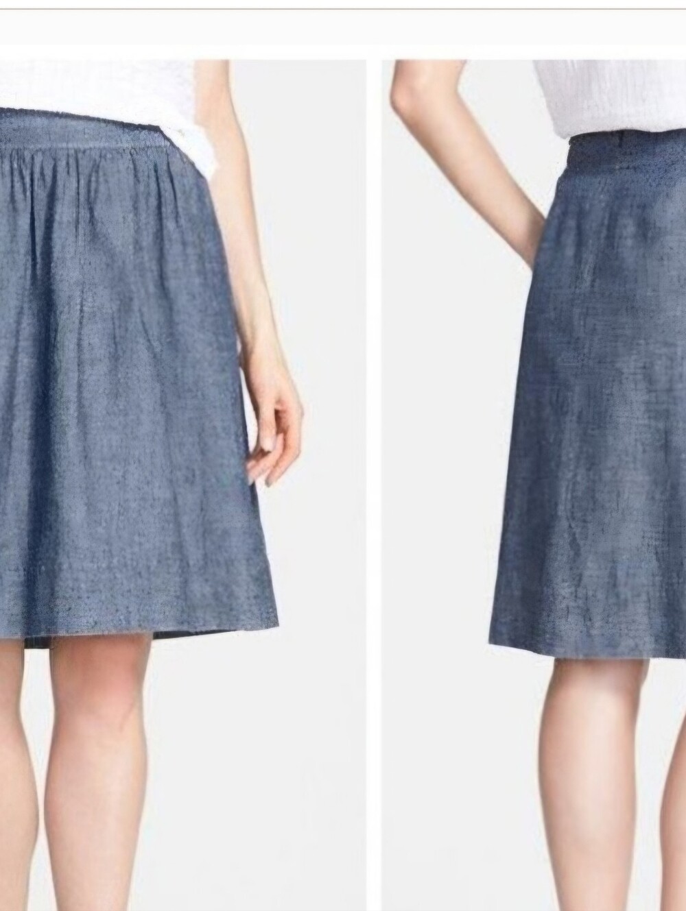 Eileen Fisher Blue Midi A-Line Linen Blend Skirt Sz S